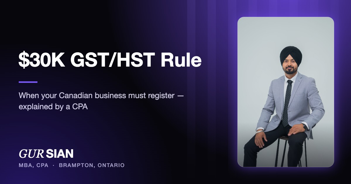GST/HST Registration Threshold in Canada: The $30,000 Small Supplier Rule Explained (2026)